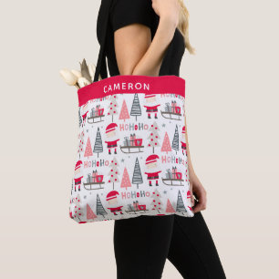 Bolsa Tote Papais noeis Kawaii de Natal Bonito, Árvores Verme