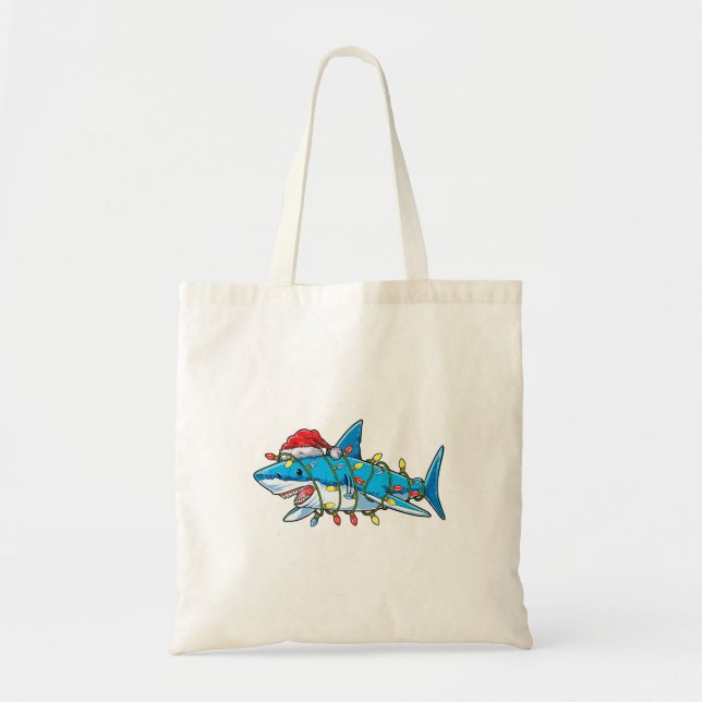 Bolsa Tote Papais noeis Nozes de Natal Sharkmas Árvore Xmas B (Frente)