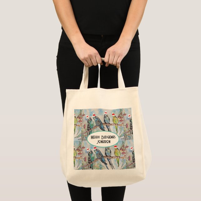 Bolsa Tote Papais noeis Orçamentando Pássaro de Pintura de Aq (Frente (produto))