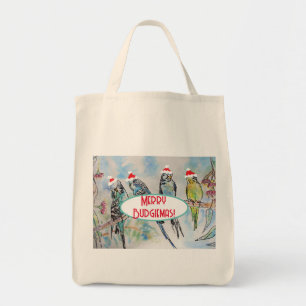 Bolsa Tote Papais noeis Orçamentando Pássaro de Pintura de Aq