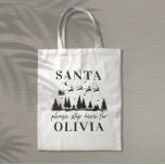 Bolsa Tote Papais noeis, por favor, parem aqui para o Natal t<br><div class="desc">Papais noeis,  por favor,  parem aqui para o Natal tradicional presente preto branco.</div>
