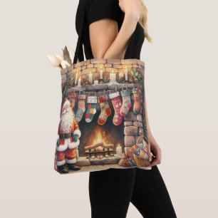 Bolsa Tote Papais noeis por Lareira das existências de Natal