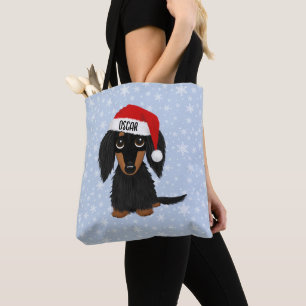 Bolsa Tote Papais noeis Pretos e Tan Dachshund de Cabeça Long