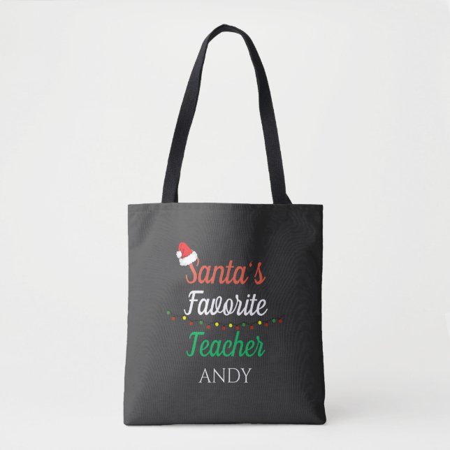 Bolsa Tote Papais noeis Professores Favoritos Feliz Professor (Frente)