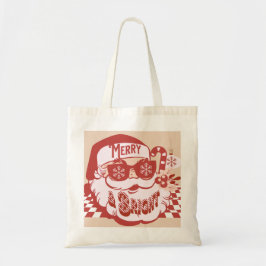 Bolsa Tote Papais noeis Retro Feliz Brilhante Natal Rosa