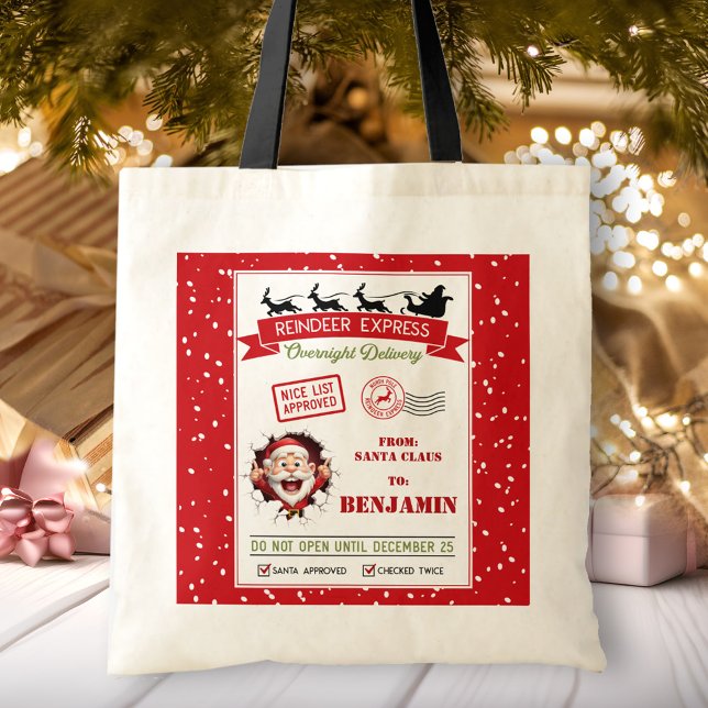 Bolsa Tote Papais noeis Sack Natal Personalizado Nome Dif Bag (Santa Sack Christmas Custom Name Gift Bag)