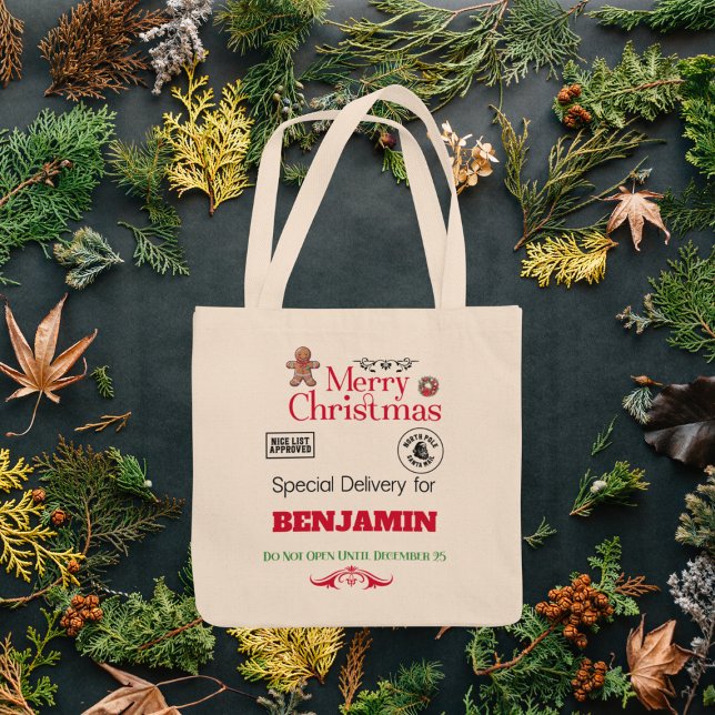 Bolsa Tote Papais noeis Sack Polo Norte Entrega Feliz Natal (Criador carregado)