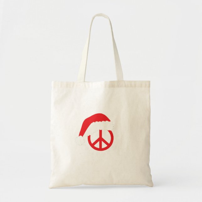 Bolsa Tote Papais noeis - Sinal de Paz Ho Ho Ho com Santa Hat (Frente)