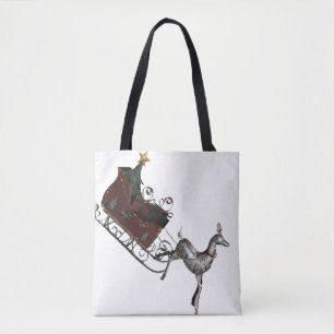 Bolsa Tote Papais noeis Sleigh Christmas