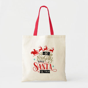 Bolsa Tote Papais noeis Sleigh E Reindeer Feliz Natal