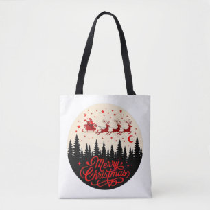 Bolsa Tote Papais noeis Sleigh Felry Forest ScenArt