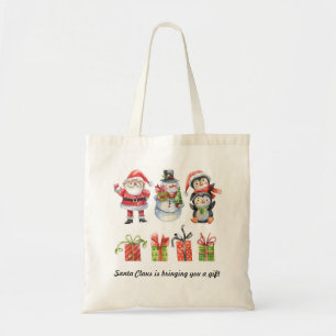 Bolsa Tote   Papais noeis, Snowman & Penguin Natal