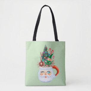 Bolsa Tote Papais noeis Vintage Saco de Toques Verde de Mint