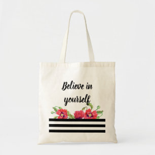 Bolsa Tote Papas Vermelhos Arte Floral Acredita em si mesmo