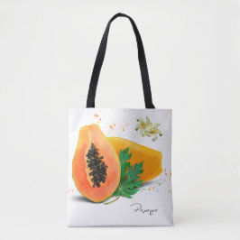 Bolsa Tote Papaya. Pintura de aquarela