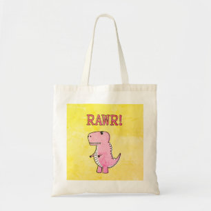 Bolsa Tote Papel Antigo T-Rex De Cartografia Rosa, Bonito E Z