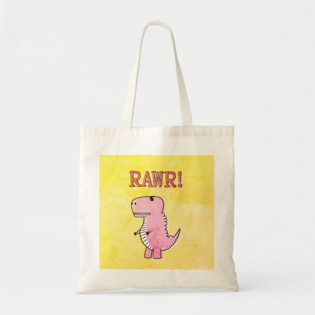 Bolsa Tote Papel Antigo T-Rex De Cartografia Rosa, Bonito E Z (Frente)
