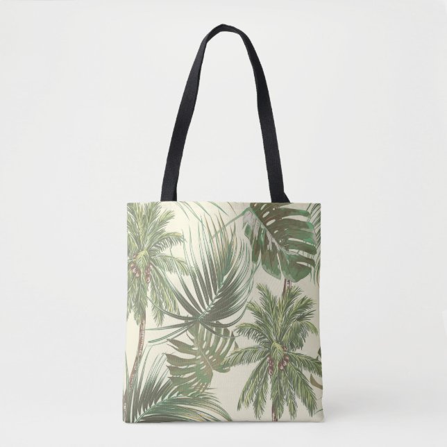 Bolsa Tote Papel de parede de folhas tropicais (Frente)