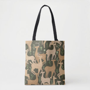 Bolsa Tote Papel de parede escandinavo da floresta de cervos