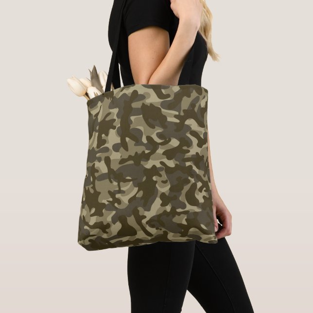 Bolsa Tote Papel de Tecido de Camuflagem Central (Close Up)