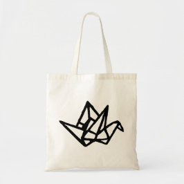 Bolsa Tote Papel original preto e branco Crane Linocut