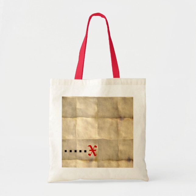 Bolsa Tote Papel velho de pergaminho, mapa do tesouro (Frente)