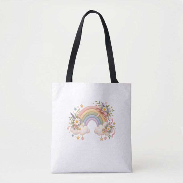 Bolsa Tote Papelaria Arco-Íris Pastel  (Frente)