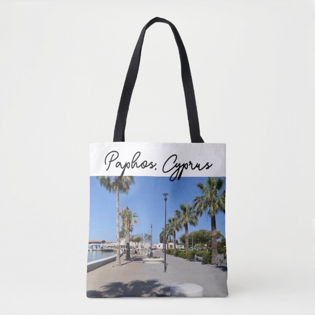 Bolsa Tote Paphos-do-mar com palmeiras (Frente)