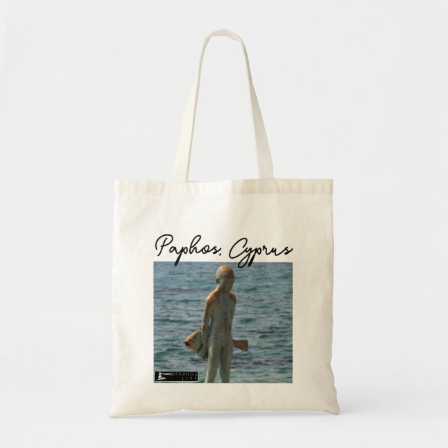 Bolsa Tote Paphos Statu Boy and Fish, Assinatura (Frente)