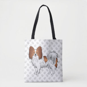 Bolsa Tote Papillon Desenho Animado Vermelho e Branco Com Pat