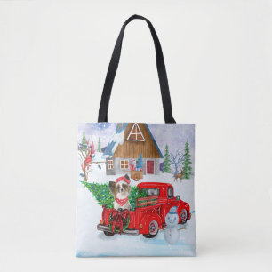 Bolsa Tote Papillon Dog Em Neve De Caminhão No Parto De Natal