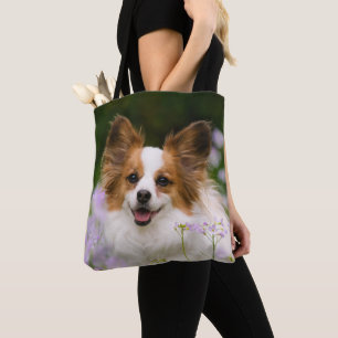 Bolsa Tote Papillon Dog - Foto do Potrait Romântico -