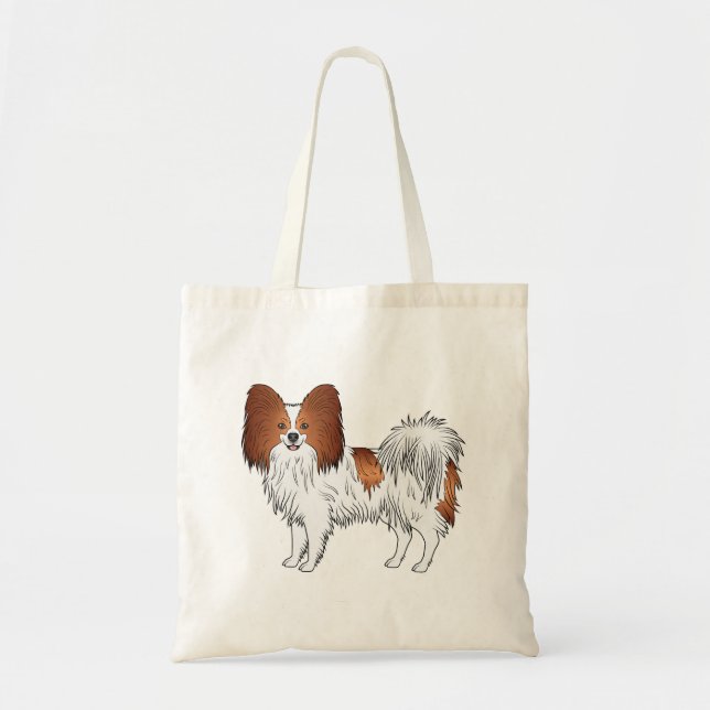 Bolsa Tote Papillon Vermelho e Branco Cachorro de Desenho Ani (Frente)