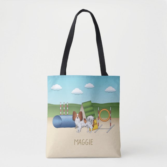 Bolsa Tote Papillon Vermelho e Branco com Equipamento de Agil (Frente)