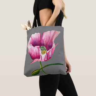 Bolsa Tote Papoila cor-de-rosa-flor-d-água