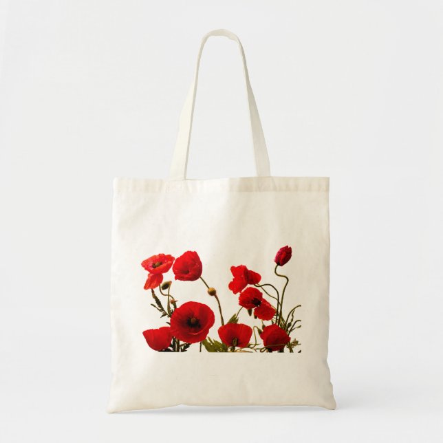 Bolsa Tote Papoila Flor Vermelha Floral Casamento Bridesmaid  (Frente)