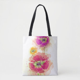 Bolsa Tote Papoilas pintadas 2 da aguarela