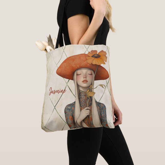 Bolsa Tote Papoula | Arte Boho Personalizada (Close Up)