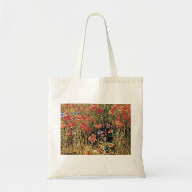 Bolsa Tote Papoulas por Robert Vonnoh, Impressionismo Antigo (Frente)