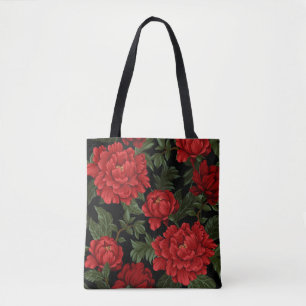 Bolsa Tote Papoulas Vermelhas Vibrantes e Elegantes em Flor