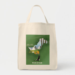 Bolsa Tote Paquistão ilustrou o mapa do viagem