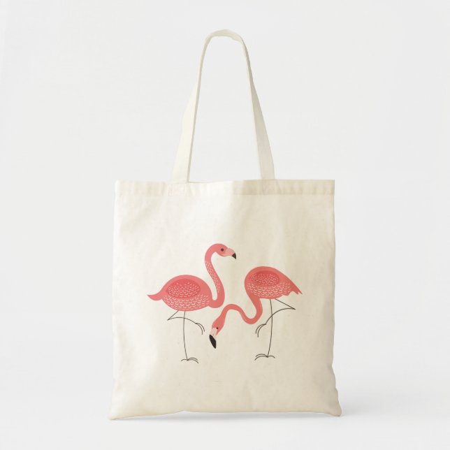 Bolsa Tote Par Bonito Da Ilustração Flamingo Rosa (Frente)