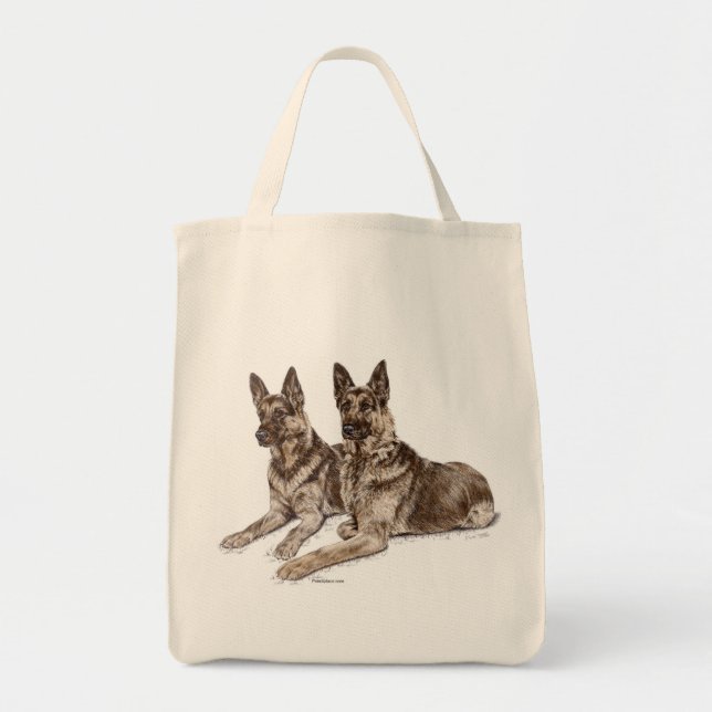 Bolsa Tote Par de Cães German shepherd (Frente)