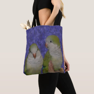Bolsa Tote Par de Fotos Pintadas de Papagaios Quaker Bebês