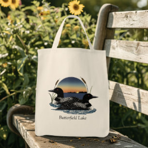 Bolsa Tote Par de mergulhões no lago Butterfield