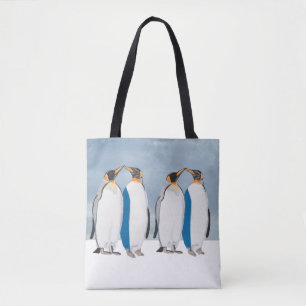 Bolsa Tote Par de Pinguins-Imperadores Beijando