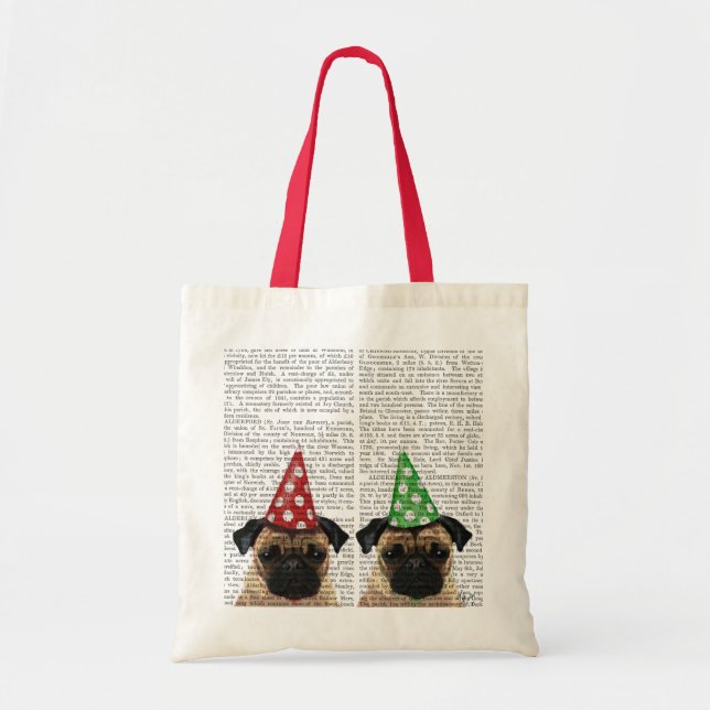 Bolsa Tote Par de Pugs do Partido (Frente)