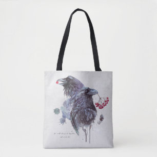 Bolsa Tote Par de Ravens Abstrato Watercolor Splashes