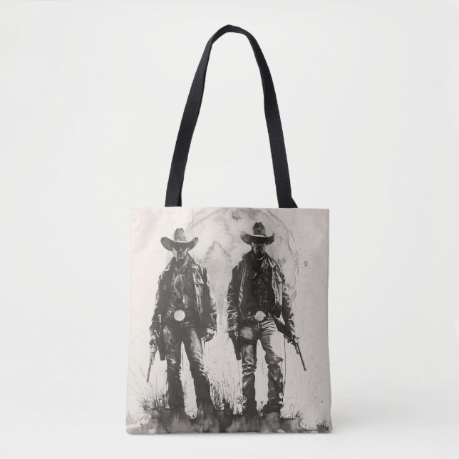 Bolsa Tote Par monocromático de cowboys (Frente)