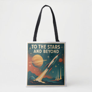 Bolsa Tote "Para As Estrelas E Além" Viagem De Espaço Vintage